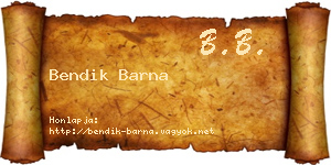 Bendik Barna névjegykártya